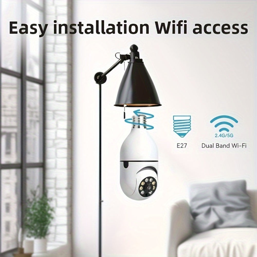 2pcs/4pcs Cámaras de Seguridad con Bombilla Controladas por la App Ease Life - Wifi Inalámbrico Interior Exterior (5Ghz), Vista de 360°, Casquillo E27, FHD 1080P, Visión Nocturna a Todo Color, Detección de Movimiento para la Seguridad del Hogar
