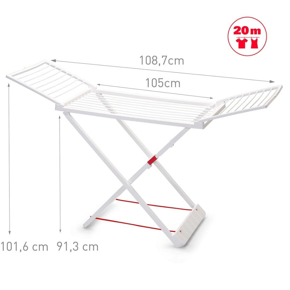 Tendedero Plegable con Alas, 20 Metros de Superficie de Tendido, Hecho de Resina Resistente al Sol y a la Intemperie, 180 x 108 x 55 cm - Dekohome