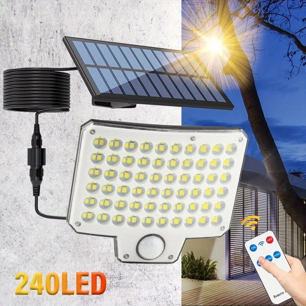 Luz solar exterior | 1/2 piezas Luces Solares para Exterior, 240 LED 3000LM Focos Solares con Sensor de Movimiento y Control Remoto, Foco Solar