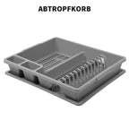 1pc Cesta de drenaje de cocina, escurridor de platos, escurridor de fregadero, gris, con soporte inferior para fregadero, base de bandeja de goteo, drenaje rápido, resistente y duradero, adecuado para escurrir platos, palillos y cucharas