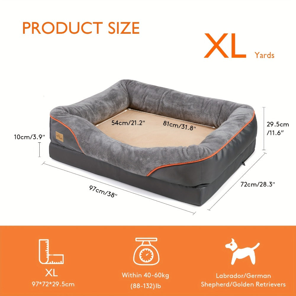 Cama ortopédica extragrande para perro, cama para mascotas de espuma de esponja, con funda lavable con cremallera, sofá tumbona para perros, para perros grandes y jumbo, regalo de juguete con chirrido, XL-3XL