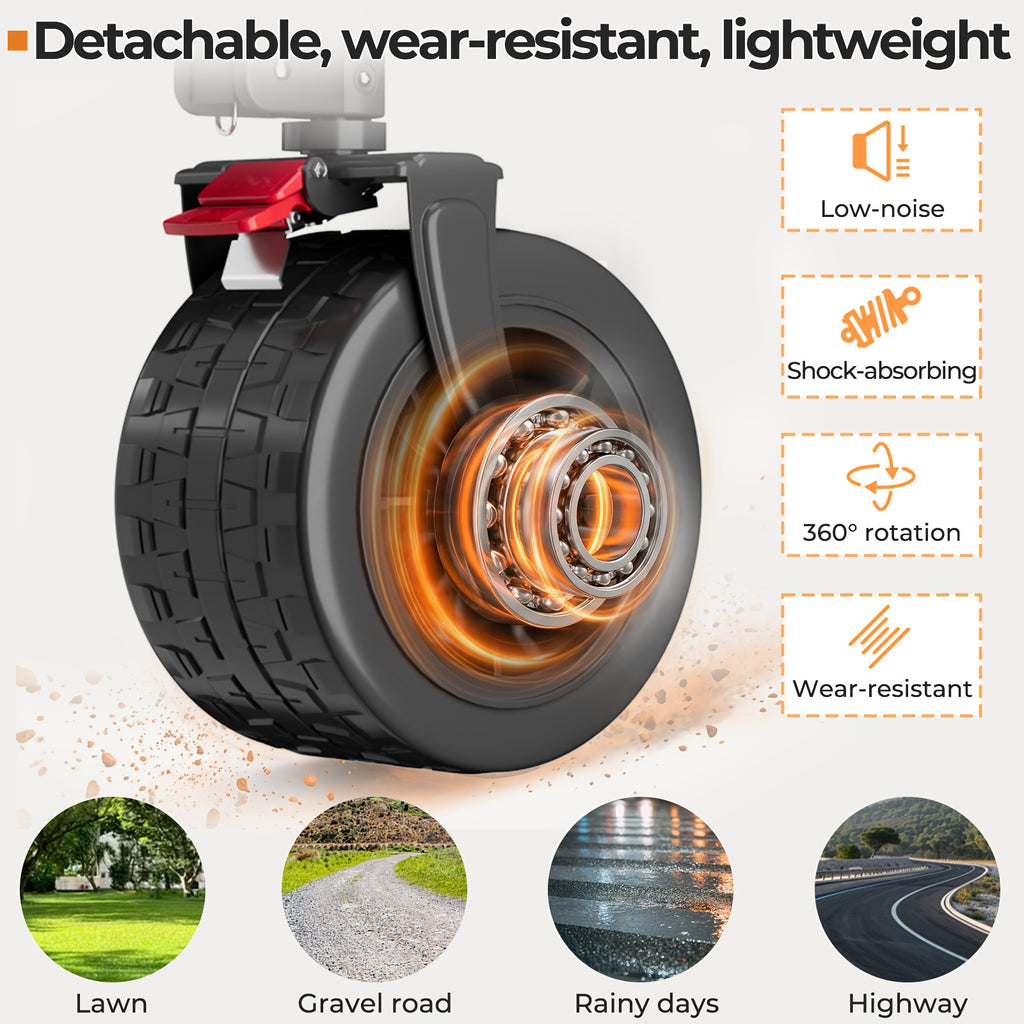 Carro plegable todoterreno de alta resistencia de 300L, carro profesional con certificación GS, ruedas de PU de 17cm con frenos, lona duradera gris oscuro Jet Black, plegable para sitios de construcción/camping, carro profesional