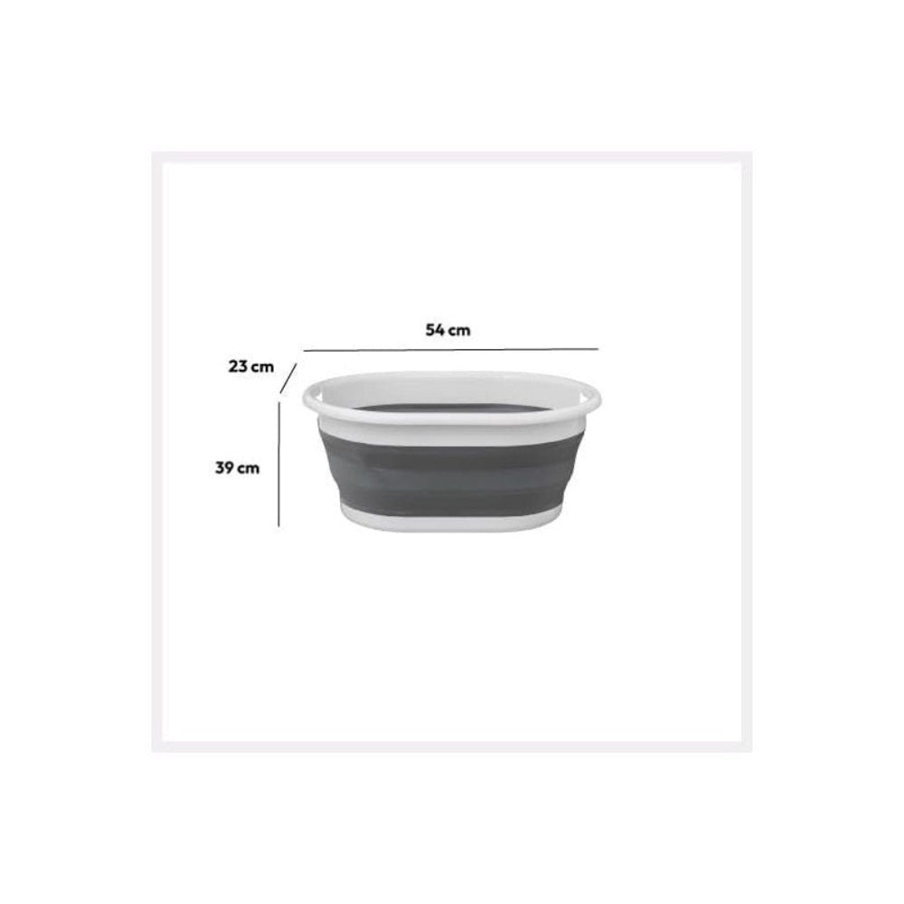 Cubo para la colada retráctil blanco y gris 21 l. Ideal para ropa sucia, Dobla, Juega, Lleva contigo.