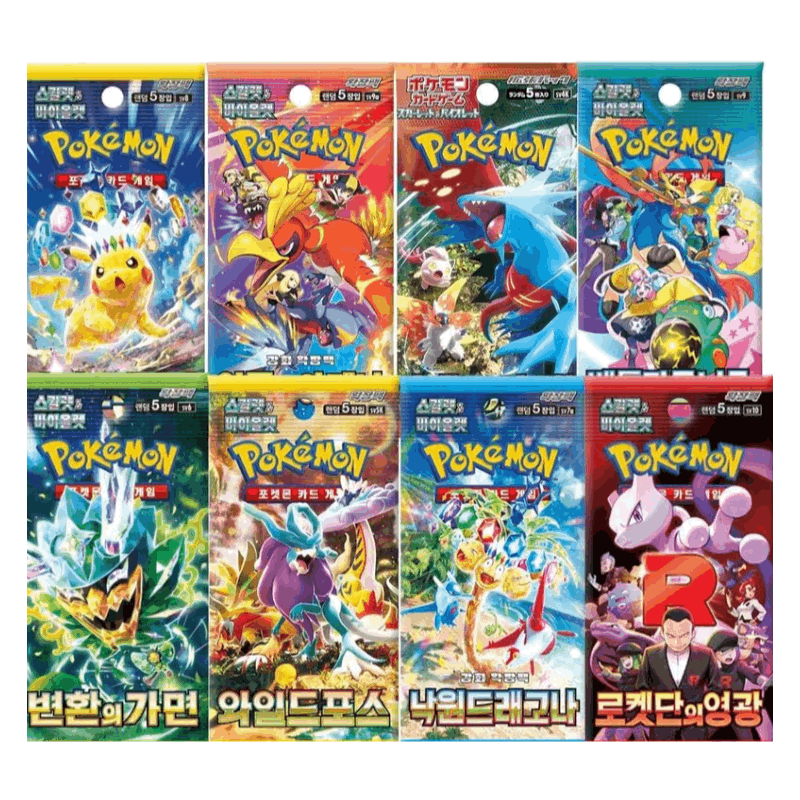 Paquete de 2 Booster Packs de Pokémon – Versión Coreana | Booster Packs Originales de TCG | Cartas de Pokémon Coreanas