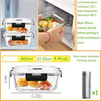 Contenedores Herméticos para Alimentos con Tapas - 6 Piezas de 1040 ml y 6 Piezas de 800 ml, Recipientes de Vidrio para Preparación de Comidas, Contenedores Reutilizables, Recipientes de Vidrio con Tapas, Contenedores para Alimentos