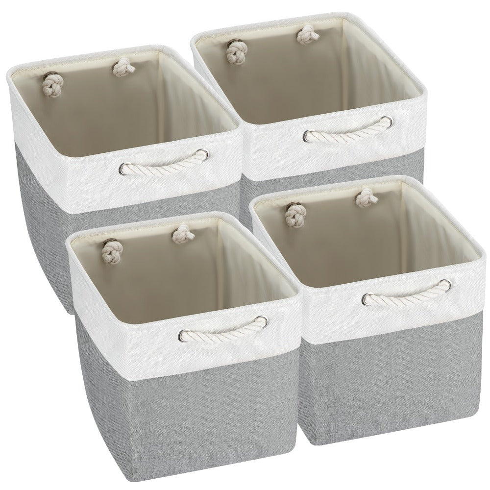 Contenedor de Almacenamiento Plegable con Asas, Cesta de Tela para Organizar Estantes, Gabinetes y Armarios; Robusto y Ligero para la Organización del Hogar, Cestas para Estantes