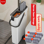 1 Juego, Set de Fregona y Cubo con 6 Paños, Herramienta de Limpieza para el Hogar, Adecuado para Sala de Estar, Dormitorio, Cocina, Baño, Inodoro, Set de Limpieza de Fregona y Cubo Comercial, ¡Aprovecha para la Limpieza de Navidad! ¡Regalos de Navidad, Re