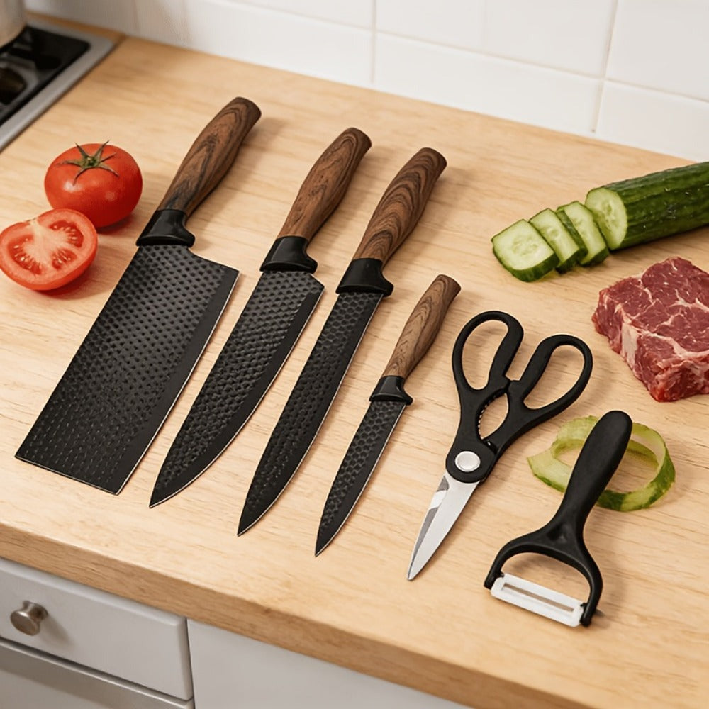 [Especial del Chef | Cuchillo de Cocina] Juego de 6 Cuchillos Profesionales Ultra Afilados, Cuchillo para Cortar Verduras, Cuchillo para Picar Carne, Cuchillo para Frutas, Tijeras Multiusos, Juego de Cuchillos de Cocina Adecuado para Hogar, Cocina, Cocina