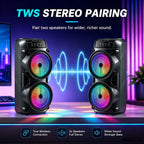 Altavoz Potente de 8000W, Caja de Karaoke Portátil con Luces RGB, Soporta Emparejamiento Estéreo TWS y Micrófono, Compatible con Tarjeta TF/USB MIC FM, Ideal para Fiestas, Exteriores, Camping, Pascua y Año Nuevo Chino