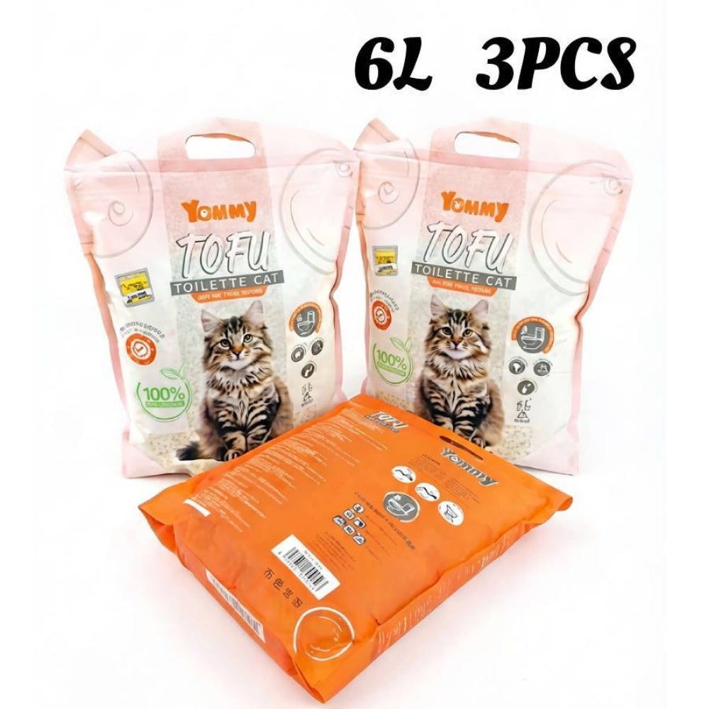 Arena para gatos de tofu, 18 litros (3 bolsas) | Aglomeración rápida, desodorizante eficaz | Ingredientes 100% naturales | Soluble en agua | Neutraliza olores | Sin polvo | Súper absorbente | Ligera | Disponible en aromas Original, Lavanda, Manzana y Limó
