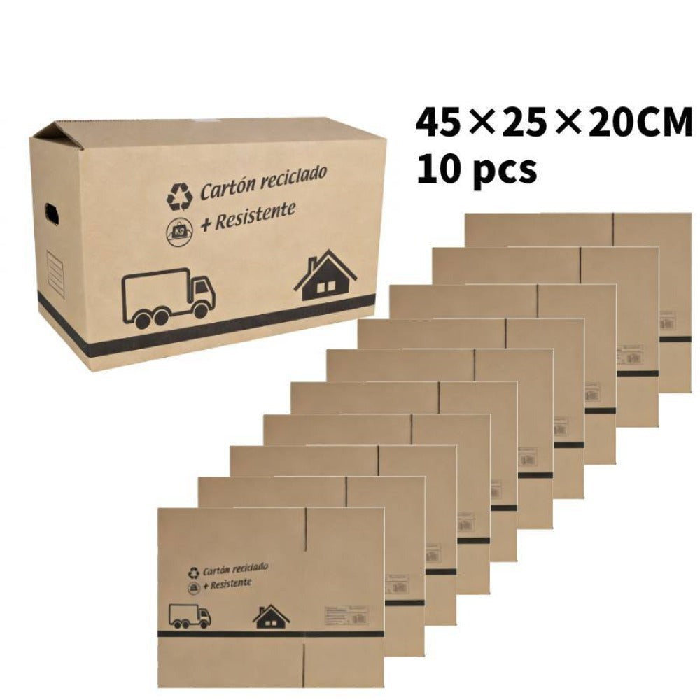 Cajas de cartón | Paquete de 10/Paquete de 5 | Adecuadas para mudanzas, almacenes y transporte | Con asas | Fáciles de manejar | Súper duraderas | 40×25×20CM, 50×29×30CM, 50×35×30CM | Paquete de 5 o 10