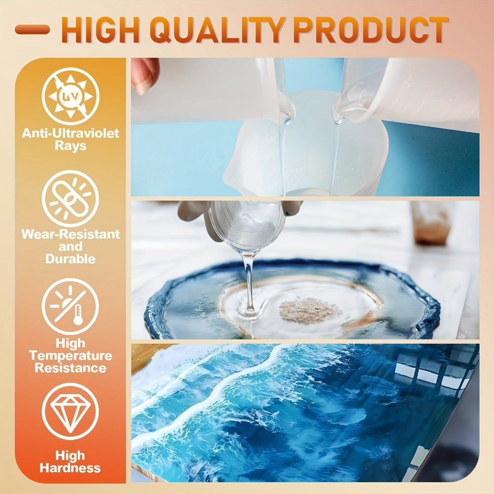 Kit de cola AB de resina epoxi de 80 oz, alta transparencia, autonivelante, antiamarilleo, proporción 1:1, apto para principiantes, adecuado para recubrimiento, fundición, manualidades DIY, decoración de mesa de río, secado rápido, alto brillo, set de reg