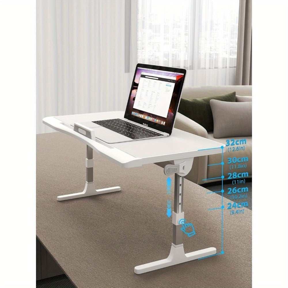 Escritorio Ajustable para Portátil con Alfombrilla para Ratón, Mesa de Cama Portátil de 17 Pulgadas, Plegable y Antideslizante, Estable para Oficina en Casa, Estudio, Desayuno, Dibujo - Altura y Ángulo Ajustables