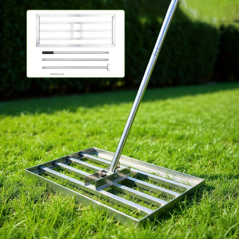 Rastrillo Nivelador de Césped Manual 76 X 25 Cm, Espátula para Césped de Jardín, Herramienta de Rastrillo de Arena Sin Esfuerzo con Mango de 229 Cm, Rastrillo para Jardín, Campo de Golf (Verde: 25*74.5*190cm; Plata: 35*75*190cm; Plata: 24.5*42.5*191cm Neg