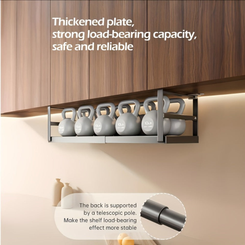 Canasta Colgante para Almacenamiento Bajo Estante, Organizador Expandible y Resistente para Armario de Cocina, Lavandería o Estanterías Flotantes