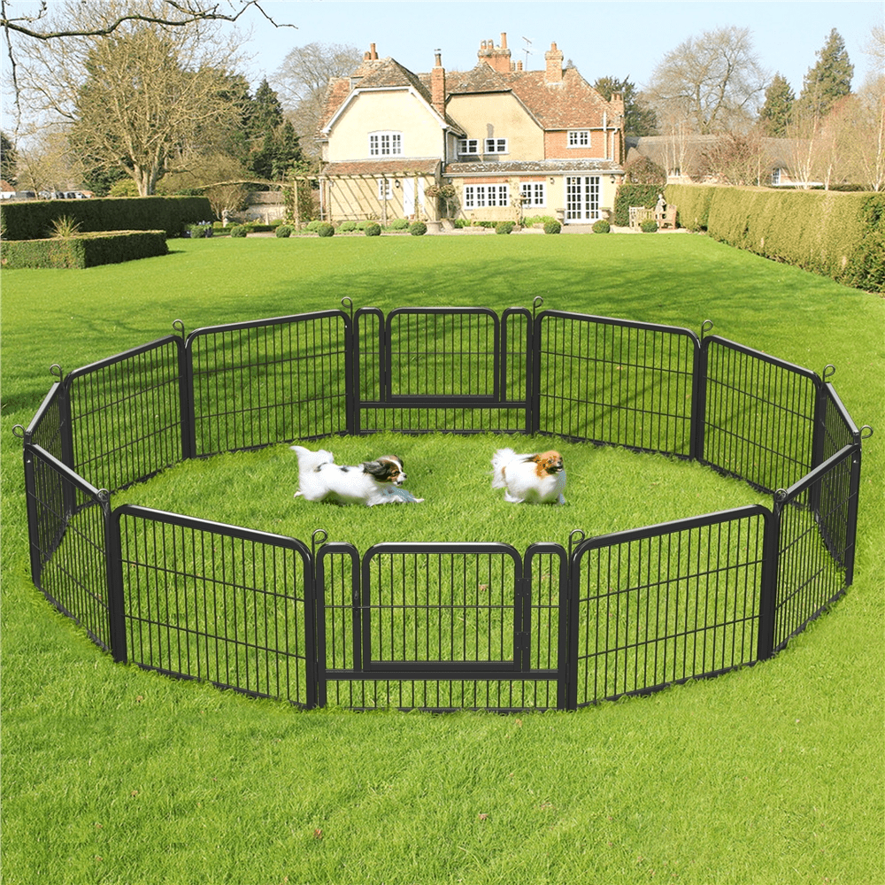 Costoffs Jaula para Perros de 80 x 60 cm con Puerta y Anillos para Piso, Ideal para Uso Interior y Exterior
