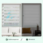Persiana enrollable Sekey sin taladro, altura ajustable infinitamente con transparencia y blackout, para ventanas de 45-90cm, blanco/blanco.