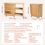 Mesa de costura plegable VEVOR con ruedas con cerradura estantes bandejas puerta color madera