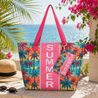 Bolso Tote de Playa con estampado veraniego, amplio y espacioso, bolso de gran capacidad para mujer, ideal para playa, piscina, viajes y uso diario
