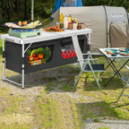 Set de Cocina Portátil para Camping con Gabinete Plegable, Completo con Bolsa de Transporte y Estructura de Metal, Ideal para Picnics, Salidas a la Playa, Viajes y Barbacoas, Mide 120X47X62Cm