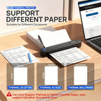 Impresora portátil sin tinta D810B, impresora inalámbrica de viaje, máquina térmica para tatuajes, compatible con papel térmico A4 y carta estadounidense, compatible con teléfonos móviles y portátiles, adecuada para negocios, viajes, oficina y hogar
