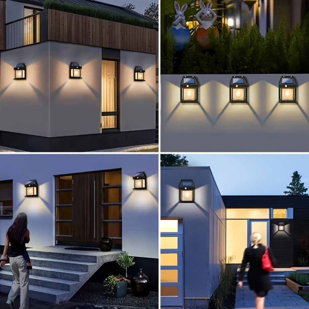 Lámparas solares de pared con sensor de movimiento 8pcs | Calles, patios y áreas exteriores