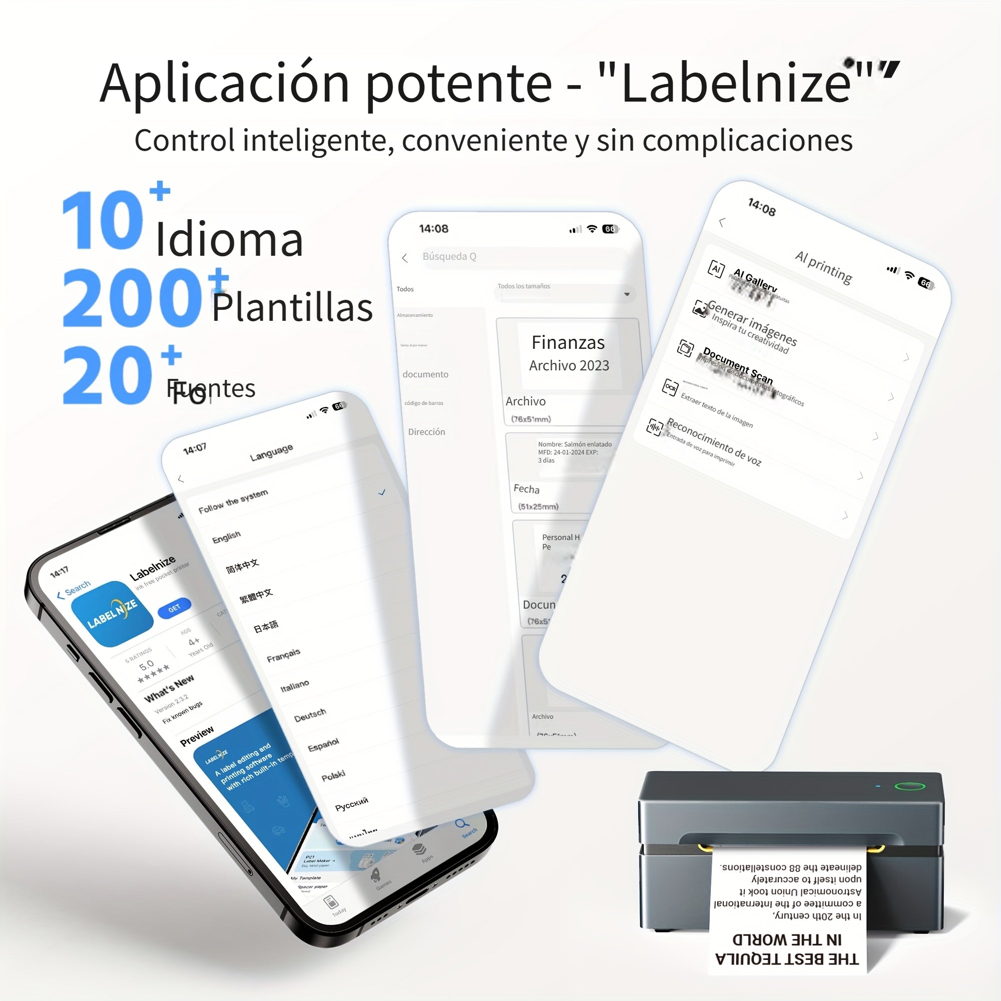 Impresora de etiquetas 24 cm portátil | Organización, envíos y comercio