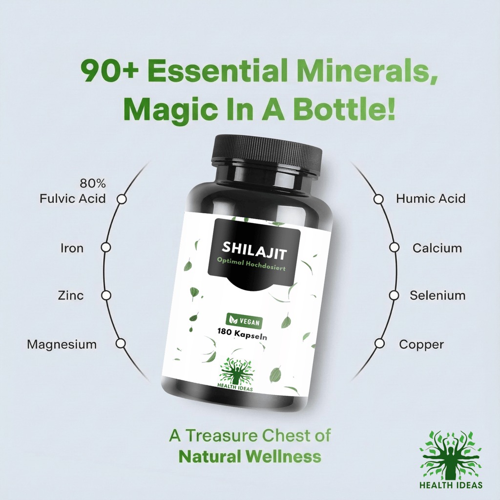 Cápsulas de Shilajit con Ácido Húmico y Minerales Traza – 1300 Mg por Dosis – 180 Cápsulas Veganas – Suplemento de Mumijo Shilajit para Adultos