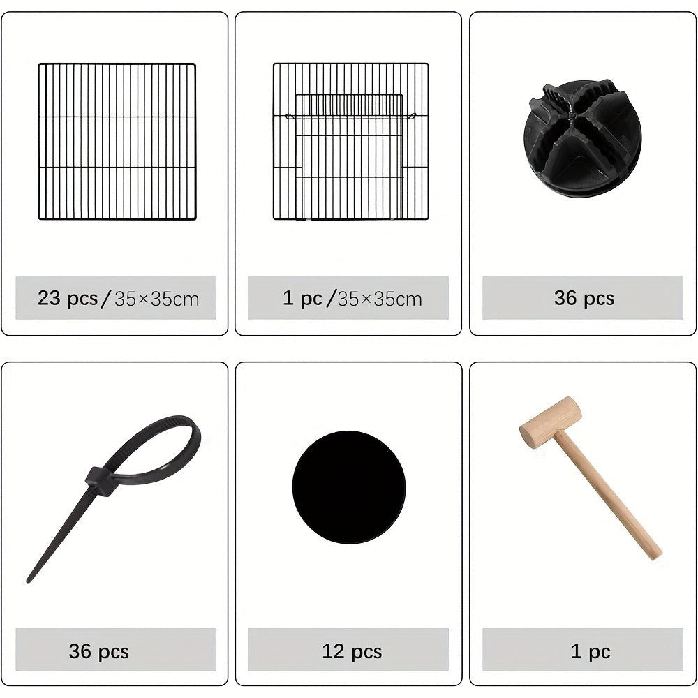 Barraza Compacta para Mascotas Pequeñas - Fácil de Instalar, Recinto Robusto y Expandible con Entrada para Uso Interior/Exterior - Ideal para Cachorros, Conejitos, Gatitos y Más