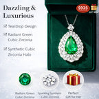 Collar de Zirconia Sintética Verde S925 para Mujer, 5 Quilates de Zirconia Sintética, Ideal para Uso Diario y Banquetes de Boda, Regalos de Aniversario, Regalos de Año Nuevo, Empaque en Caja de Regalo