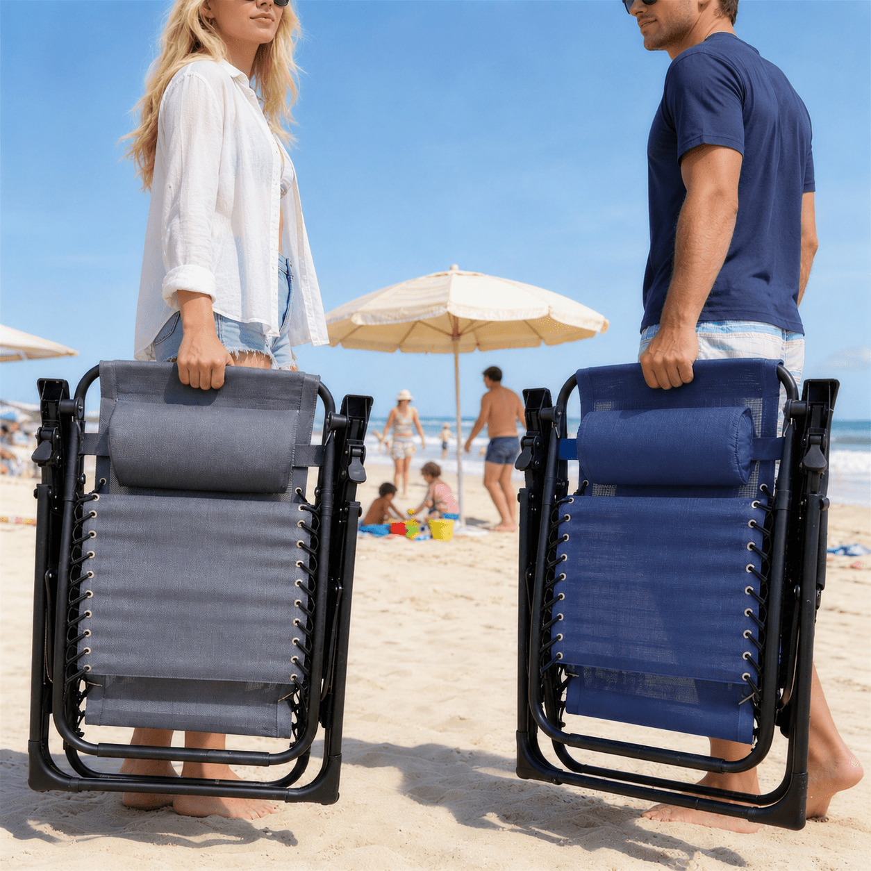 Tumbona Plegable Gravedad Cero Exterior, Silla Reclinable Ajustable Reforzada (Carga Máx 120kg), Portátil y Antideslizante para Jardín, Playa y Camping