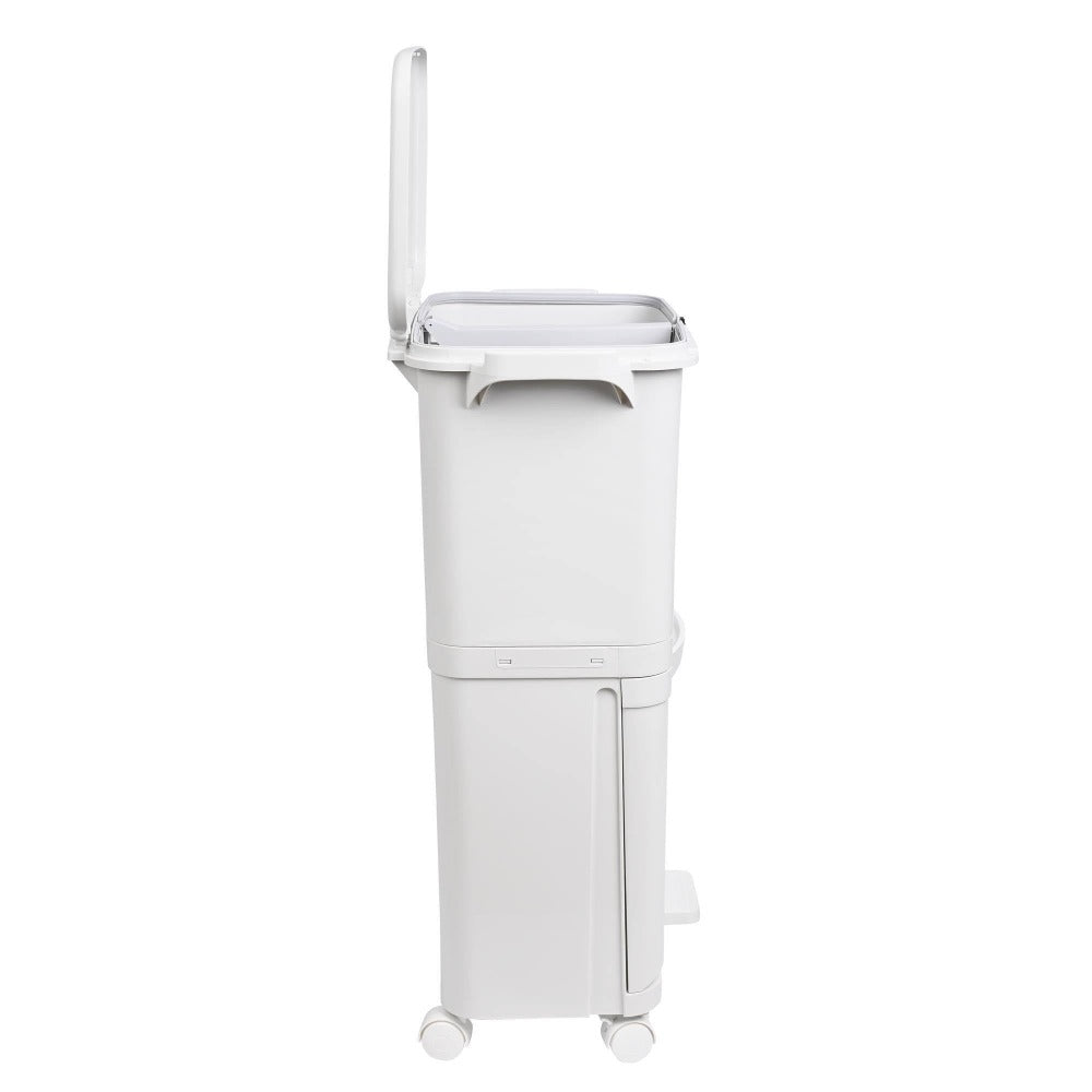 Papelera de reciclaje de clasificación selectiva con pedal. ruedas y asa de doble 38/42L