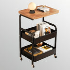 Carrito de rodillos multifuncional de tres niveles, estante de almacenamiento multifuncional de metal, estante para snacks, con rodillos portátiles, adecuado para cocina, hogar u oficina, carrito de rodillos para almacenamiento y organización de oficina,