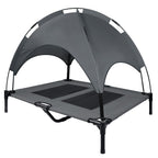 Cama para Perros con Dosel, Cama Elevada para Mascotas con Techo y Estructura de Hierro, Colchón para Dormir de Mascotas, Cama para Gatos, Gris, 76x61x76cm, 92x76x92cm, 122x92x102cm
