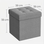 Puff o Banco de almacenaje Plegable | Taburete Reposapiés Otomana | Baúl de Almacenamiento | Taburete Reposapiés.para Cama, Dormitorio, salón, Comedor o Recibidor | 38x38x38cm | Soporta 300kg.