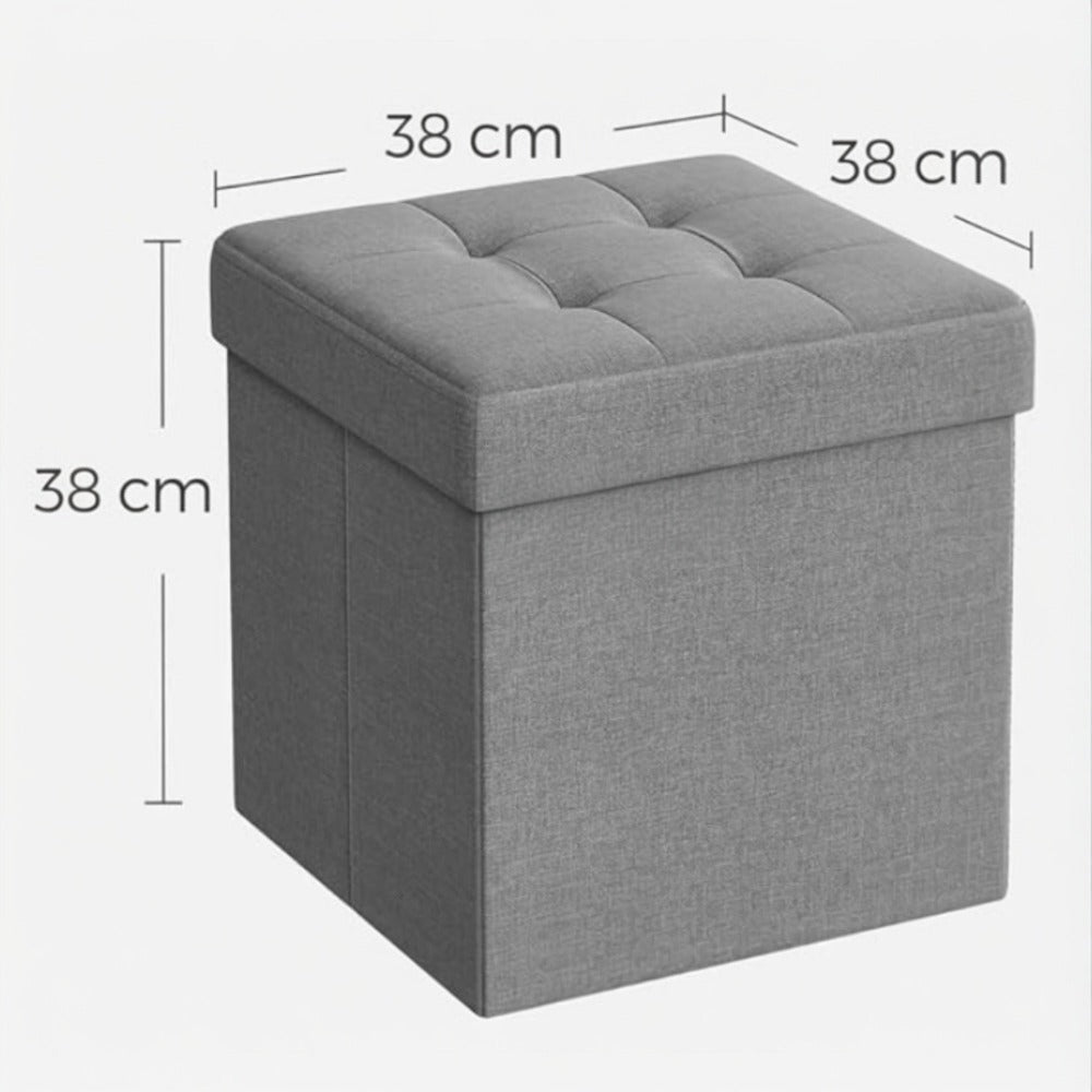Puff o Banco de almacenaje Plegable | Taburete Reposapiés Otomana | Baúl de Almacenamiento | Taburete Reposapiés.para Cama, Dormitorio, salón, Comedor o Recibidor | 38x38x38cm | Soporta 300kg.