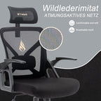 Silla de Oficina Ergonómica, Silla de Escritorio para el Hogar, Silla de Malla de Respaldo Alto con Profundidad de Asiento Ajustable, Silla de Computadora con Soporte Lumbar