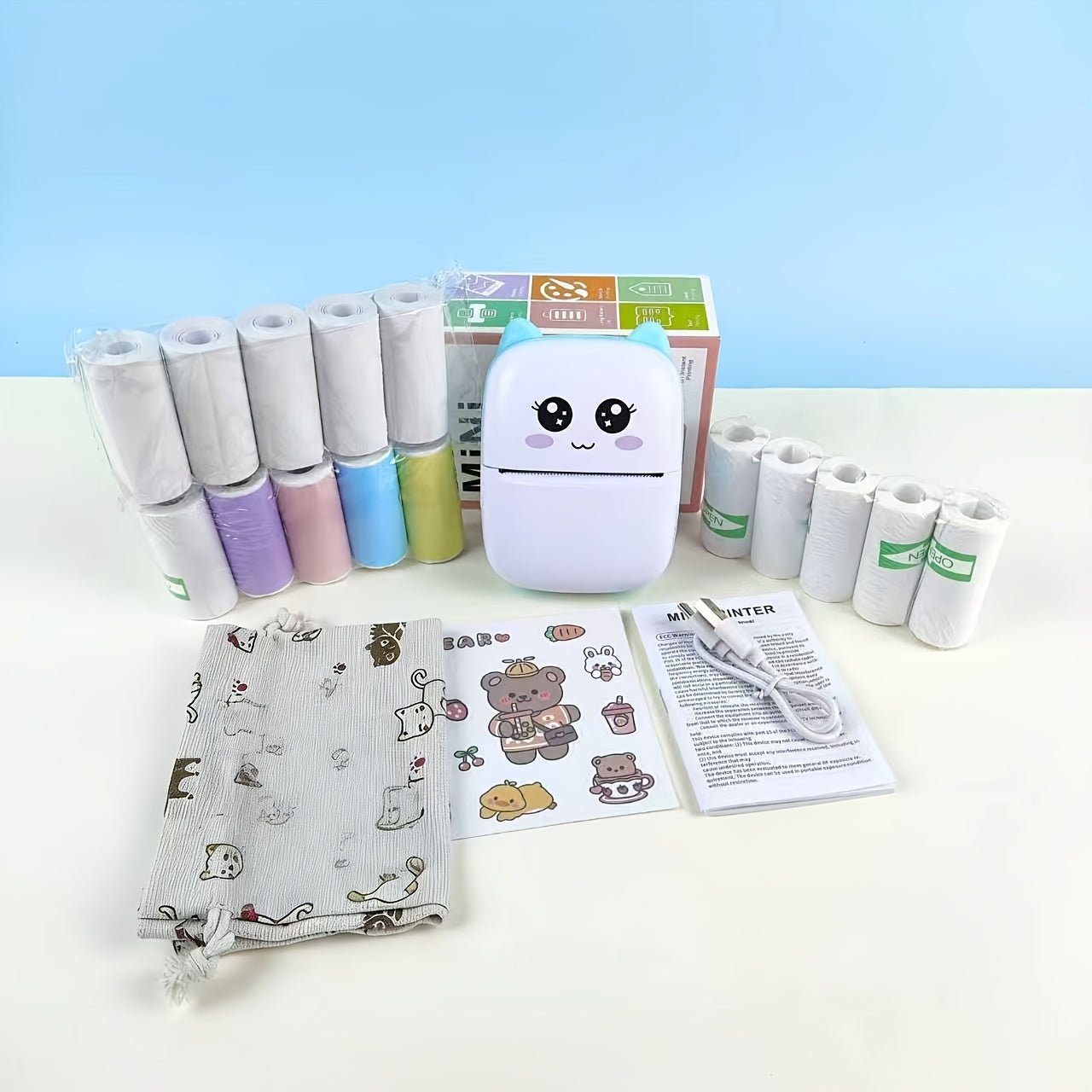 Mini impresora portátil, impresora de etiquetas de bolsillo inalámbrica, incluye un kit de impresora multirrollo, mini impresora compatible con iOS y Android, ideal para etiquetas, notas, listas de tareas y proyectos de bricolaje