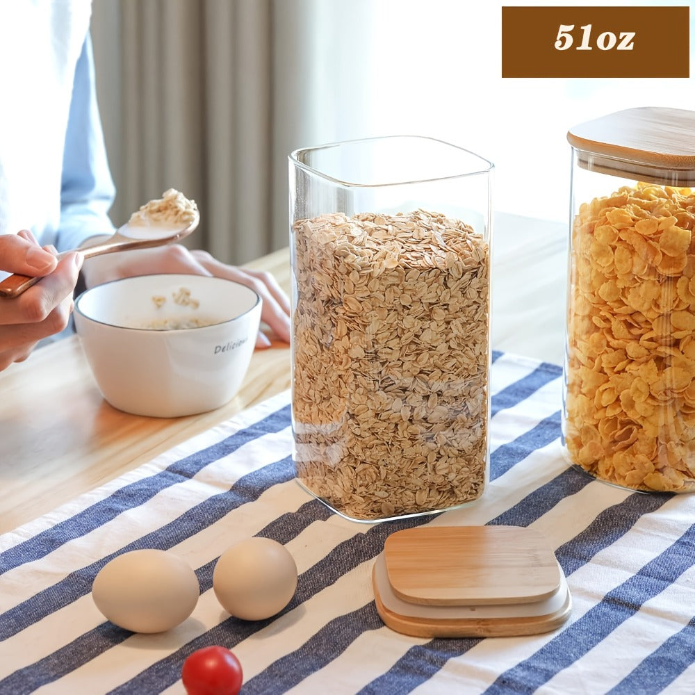 Almacén local, juego de 3/6 tarros de cristal para almacenar alimentos, recipientes de cristal transparente con tapa, botes para almacenar alimentos, tarros para especias, botes para té floreciente, café y azúcar, tarros herméticos de cocina de 24oz/51oz/