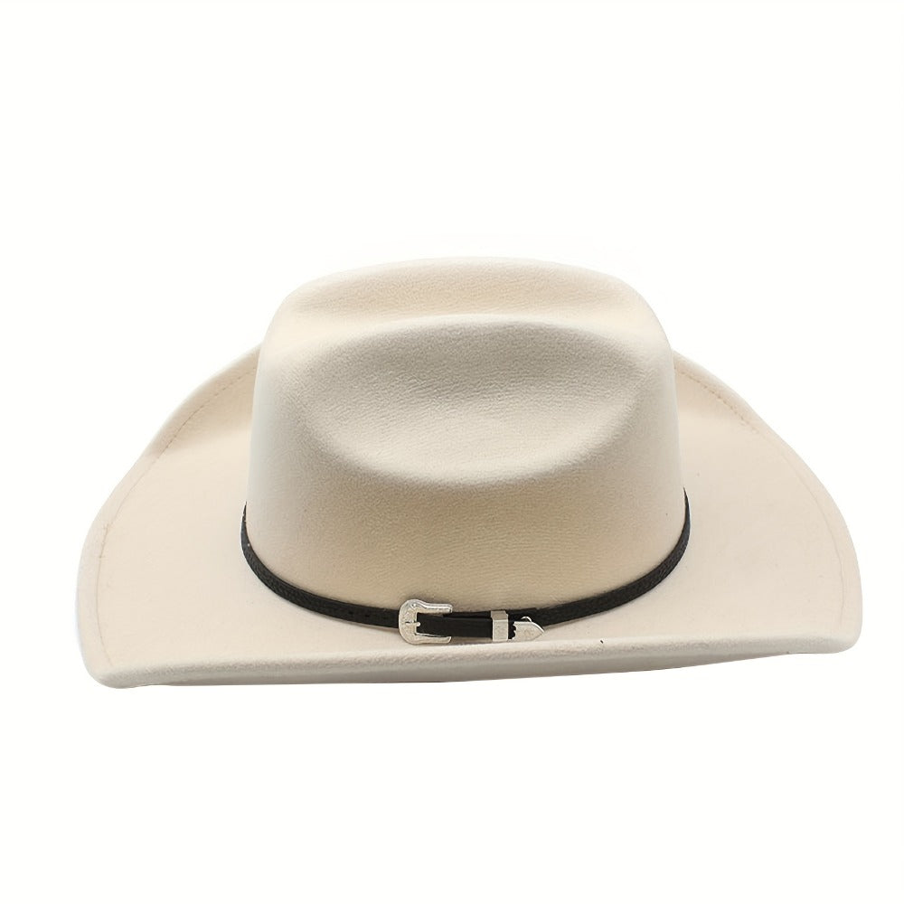 Sombrero Vaquero Unisex: Sombrero de Fieltro de Ala Ancha Clásico para Exteriores con Hebilla - Unisex