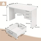 1pc Escritorio de Oficina 120x60cm, Mesa para Computadora con 3 Cajones, Banco de Trabajo Ergonómico, Adecuado para Oficinas, Dormitorios y Estudios