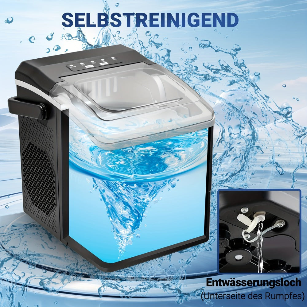 Máquina de cubitos de hielo, pequeña máquina para hacer hielo, con dos tamaños diferentes de cubitos, autolimpiable, asa portátil, perfecta para cocina, camping, autocaravana, fiestas, imprescindible para el verano, ideal para días calurosos