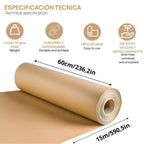1 Rollo de papel kraft marrón 60 cm × 15 m – Papel en bobina multiuso para embalaje, envolver regalos, patronaje, manualidades, artesanía, decoración e industria