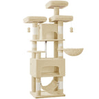 Árbol para Gatos, 176cm, Tamaño XL con 3 Plataformas, 2 Cuevas, 7 Postes Rascadores, Hamaca y Pelota de Felpa – Ideal para Familias de Gatos en Gris Claro/Gris Oscuro Beige, Torre de Escalada para Mascotas, Enriquecimiento Felino, Árbol Ahorra Espacio, Mu