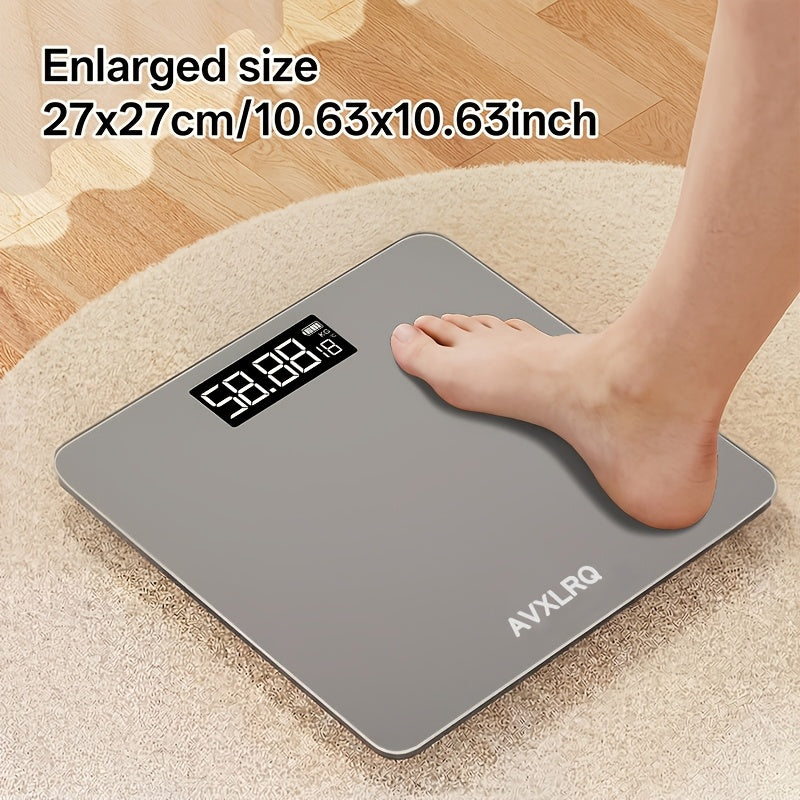 Báscula de baño de alta precisión, báscula electrónica de cuerpo con pantalla LCD ultradelgada con visualización de temperatura, inicio automático al pesar, pesaje hasta 180 kg, cambio de unidad LB/KG, diseño de plataforma de vidrio templado antideslizant