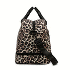 Maleta moderna con estampado de leopardo y amplio espacio, con compartimento separado para zapatos, correa de hombro ajustable, ideal para el gimnasio, yoga y escapadas de fin de semana, así como actividades de ocio y camping al aire libre