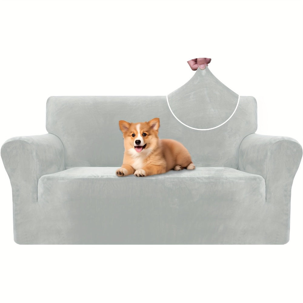 Fundas para Sofá de Terciopelo Ystyle, Funda para Sofá de 3 Plazas con Apoyabrazos, Funda Antirrayaduras para Gatos, Funda Elástica para Sofá, Funda Universally Lavable y Antideslizante, Gris
