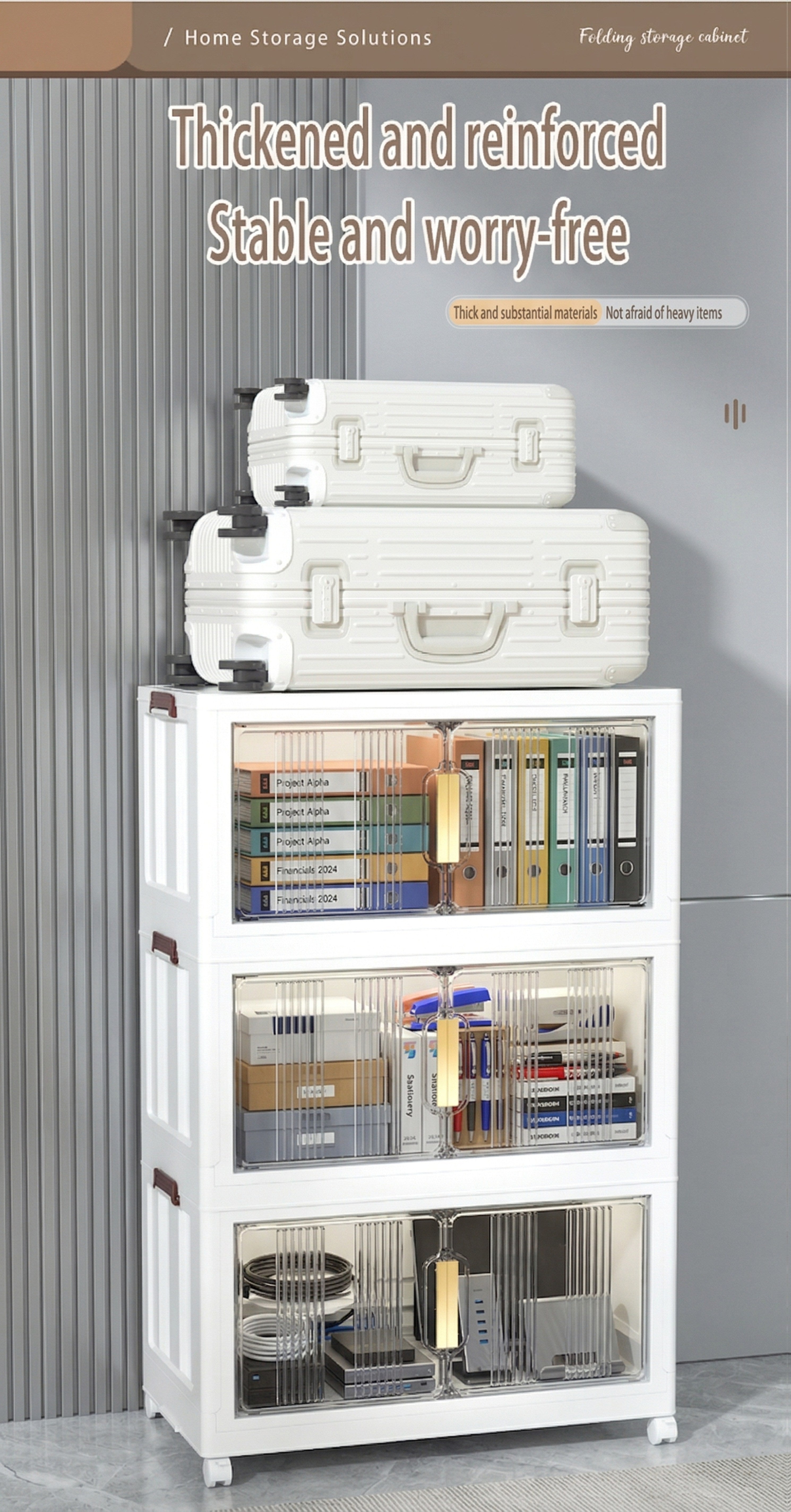 Armario plegable de almacenamiento con ruedas 88 cm plegable | Oficina, cocina y dormitorio