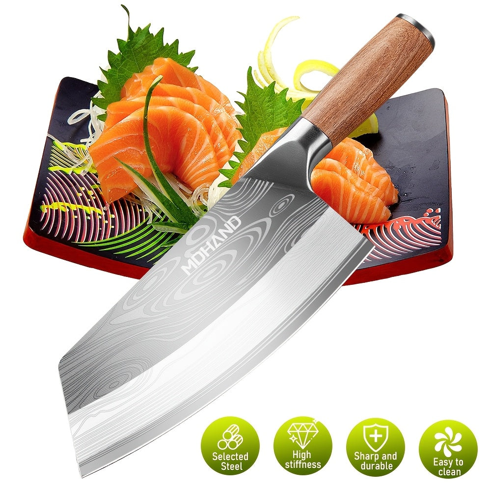 Cuchillo de cocina | 1 pieza Cuchillo de cocina de acero de Damasco, afilado como una cuchilla para rebanar y desmenuzar en la cocina, dureza de