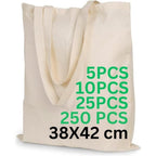 Bolsas de tela Enviroflex de 38 x 42 cm (paquete de 25/100), 100 % algodón natural, reutilizables, con asas largas.